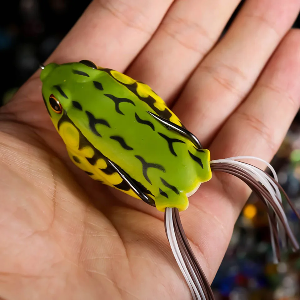 WALK FISH-señuelo de rana de 9G y 12G, cebo de tubo suave de plástico con anzuelos de pesca, ojos artificiales 3D, Topwater Ray Frog, 1 unidad - imagen 5