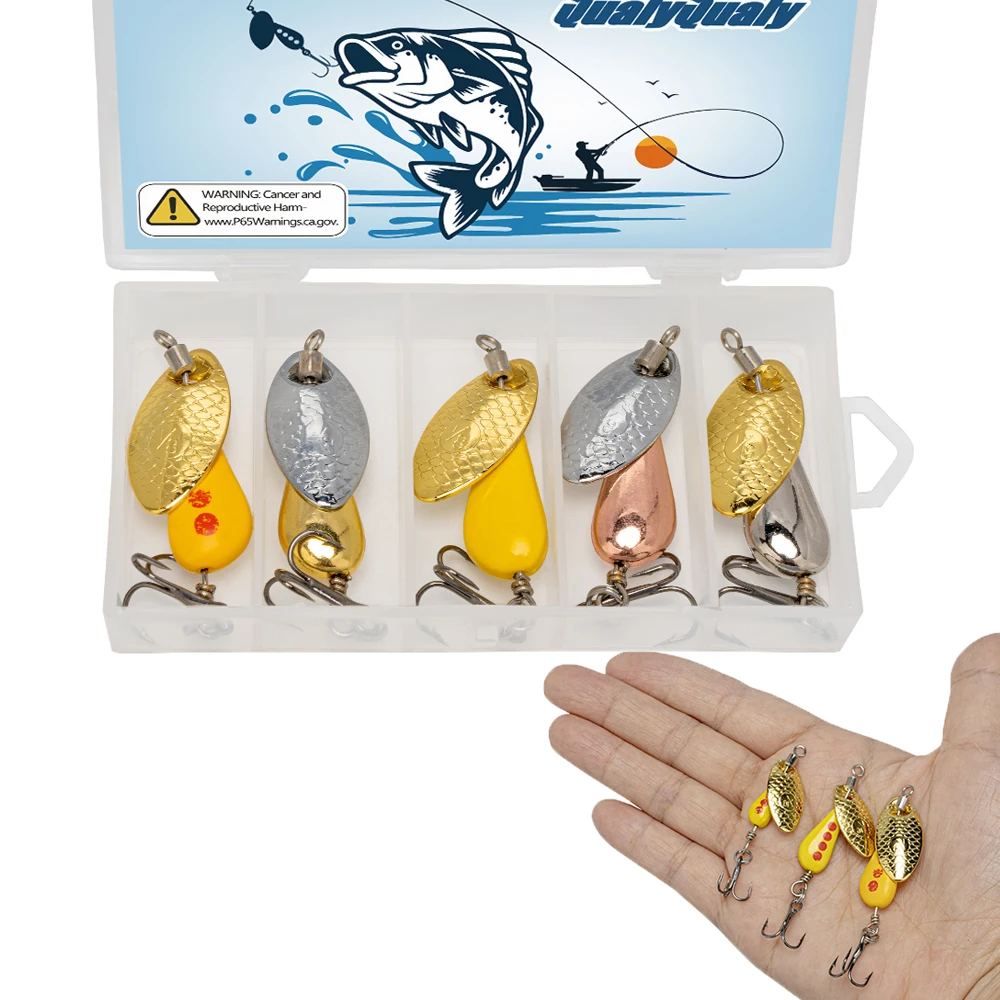 5 uds cuchara giratoria cebo de Metal señuelo de pesca 2,8g 4,7g 6,7g lentejuelas cuchara de tiro largo cebos para lubina trucha perca Lucio pesca - imagen 2