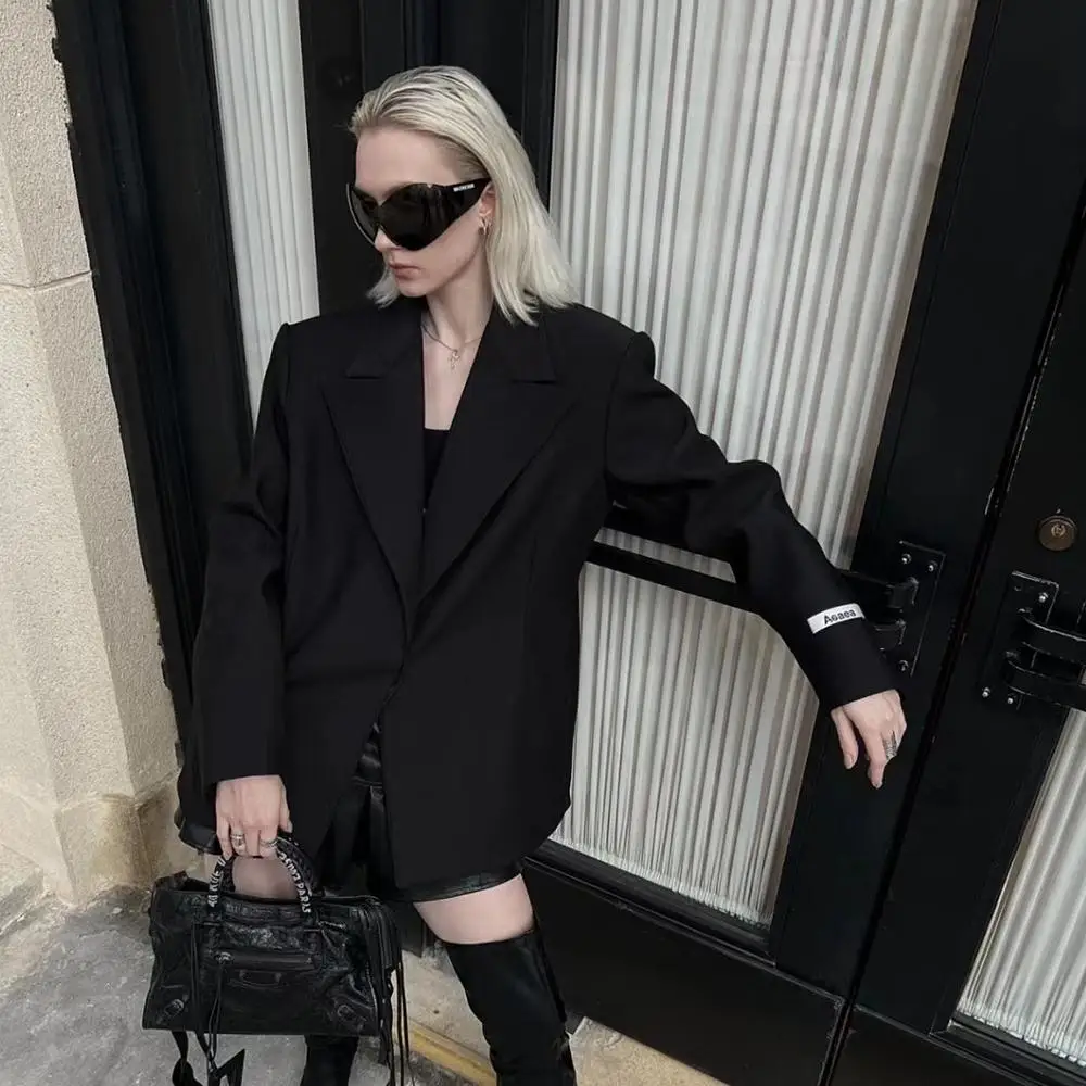 Gafas de sol futuristas sin montura, lentes de sol de gran tamaño, protección UV400, color negro, Y2K - imagen 4