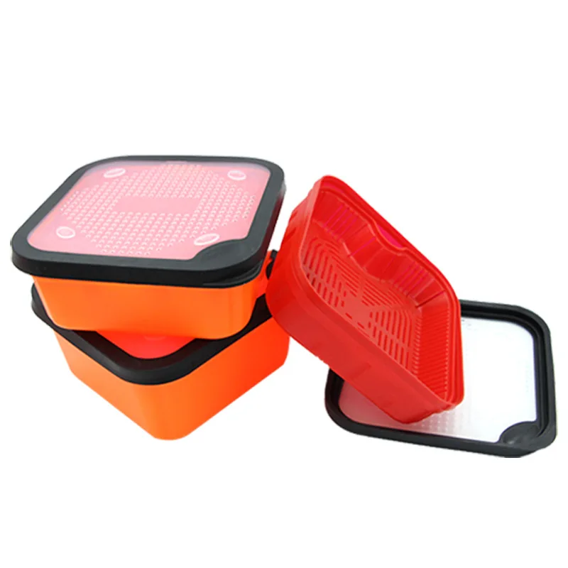 Cubo rojo con marco interior para gusano vivo – Contenedor pesca carpa
