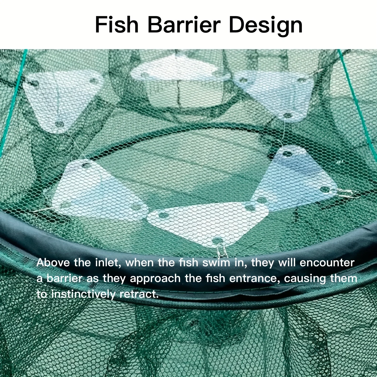 Jaula de malla antiescape de doble capa multifunción, red de pesca automática con 13/15 agujeros, aparejos de pesca - imagen 5