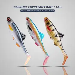 Señuelos de pesca blandos coloridos de 15CM, ojos 3D, cola en T, Swimbait Artificial de silicona, cebo Artificial para pesca