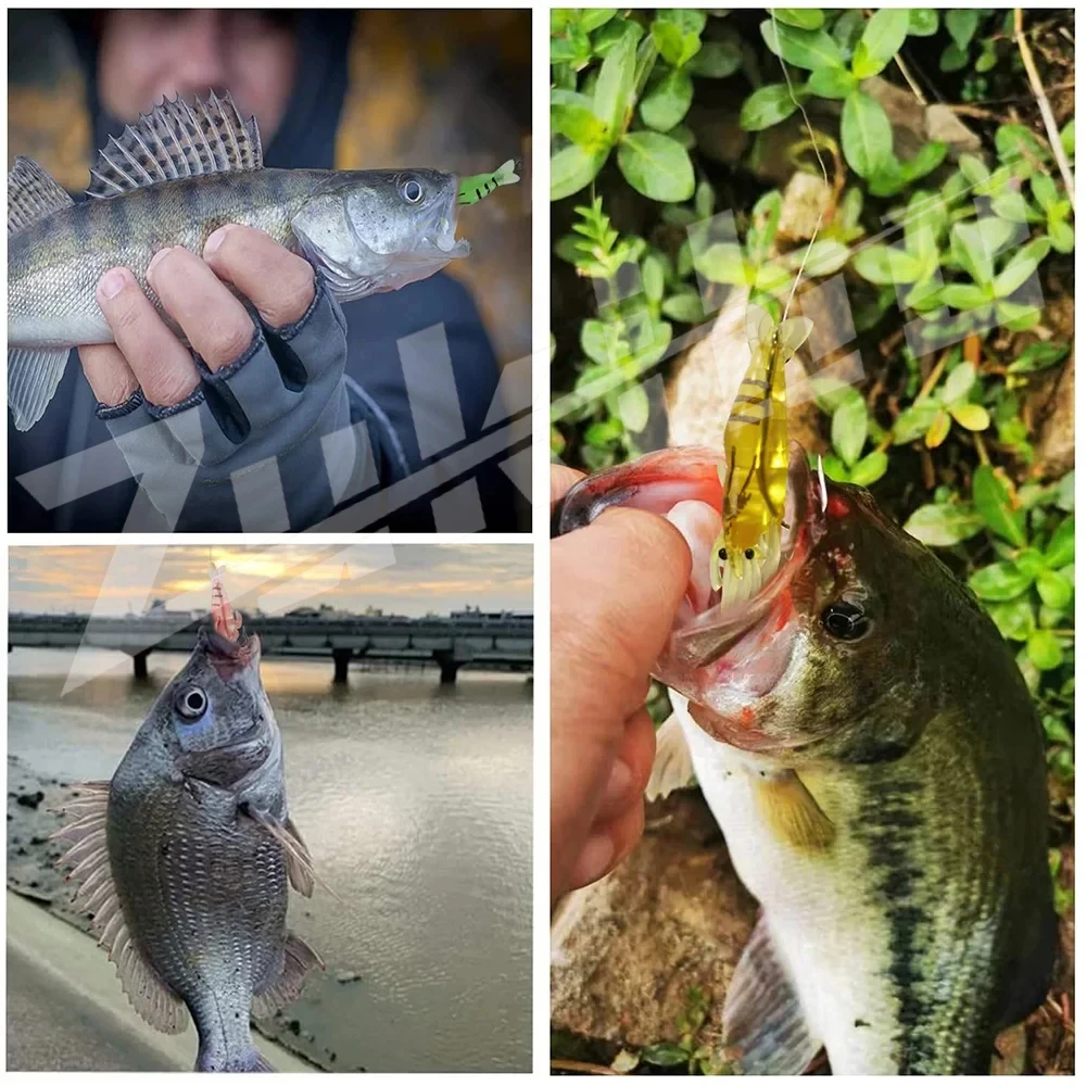 ZUKIBO 5/10/20/30 Uds. Señuelo de camarón de simulación luminosa de silicona suave con gancho cebos artificiales señuelo de pesca juego de accesorios de pesca - imagen 3