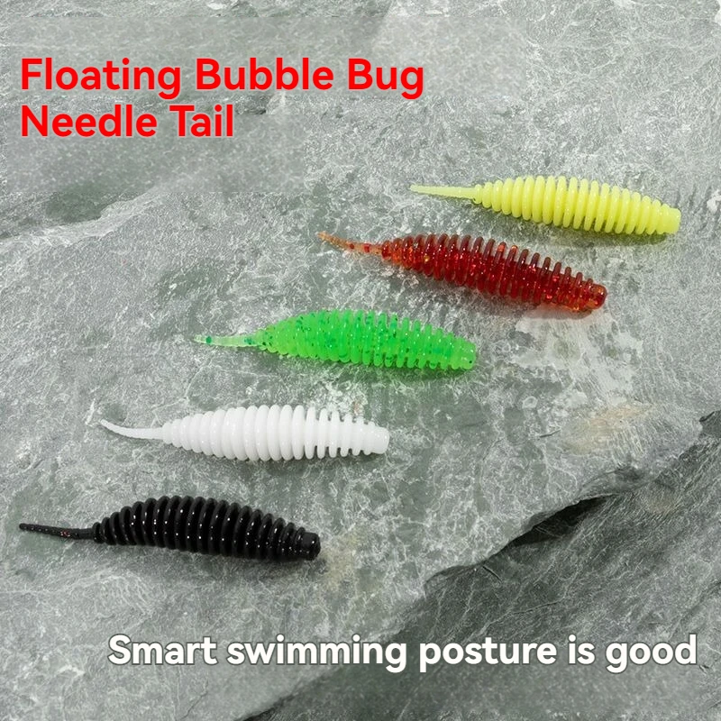 60 uds cebo suave señuelo de pesca 0,4g Wobbler Artificial Micro gusano Crankbaits larva TPR flotante silicona plástico Swimbait para carpa - imagen 5