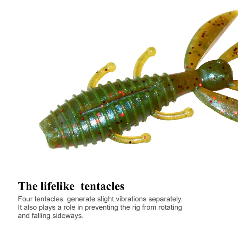 Cebo suave de gusano de silicona, señuelo de pesca de cangrejo, Twintails giratorio, lubina de mar para carpa, Wobbler, gusano, 6,3 cm, 20 unidades/ - imagen 4