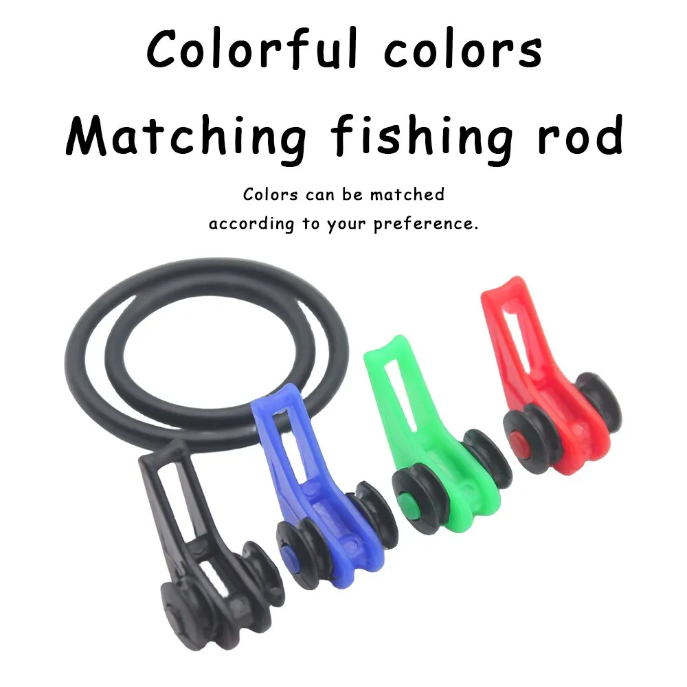 Soporte de cebo de 50 Uds., gancho de pesca de plástico, soporte de seguridad para señuelo con 2 anillos de goma para caña de pescar, aparejos de pesca - imagen 5