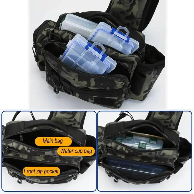 Mochila para aparejos de pesca para hombre, bolsa de pecho Molle multifuncional para senderismo al aire libre, bolsas de cintura para caza, almacenamiento de señuelos de peces, riñonera - imagen 4