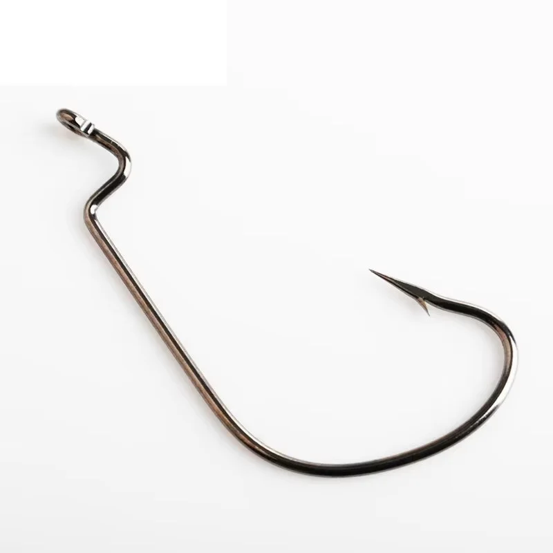 NGB 6-12 Uds anzuelo de pesca compensado de acero rico en carbono 1/0 2/0 3/0 1 2 4 señuelo de gusano cebo de silicona suave anzuelos de manivela accesorios de pesca - imagen 2