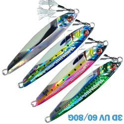 Señuelos de pesca con plantilla de Metal, cebo duro de 60g y 80g, aparejos de pesca de caballa, Jigging Vertical fundido a tierra, Jigpara, señuelos de agua salada para atún