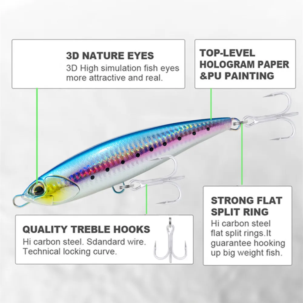 GREENSPIDER-señuelo de pesca de lápiz Stickbait, Wobblers de hundimiento, cebo duro Artificial de fundición larga para atún GT, 145mm, 60g - imagen 5