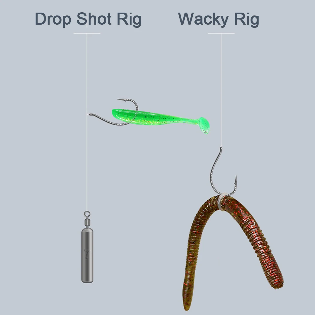50 Uds. Gancho de tiro de gota, anzuelo de gusano, anzuelos de pesca, aparejo de tiro de gota, pesca de agua dulce de acero rico en carbono para lubina, perca, bagre - imagen 3