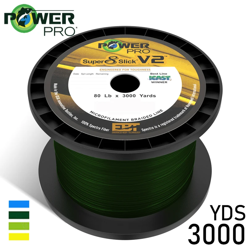 Línea de Pesca trenzada POWER PRO SSV2, multifilamento de 8 hebras para Pesca de carpa, EE. UU., multifunción, PE, 3000yds