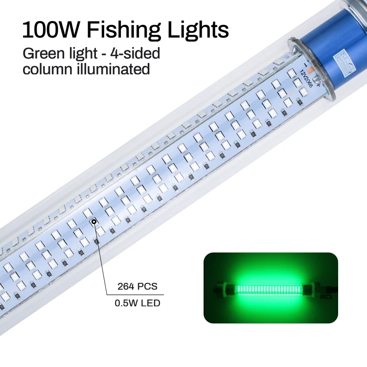 Luz de pesca subacuática verde impermeable IP68, 100W, 150W, 200W, entrega rápida - imagen 4