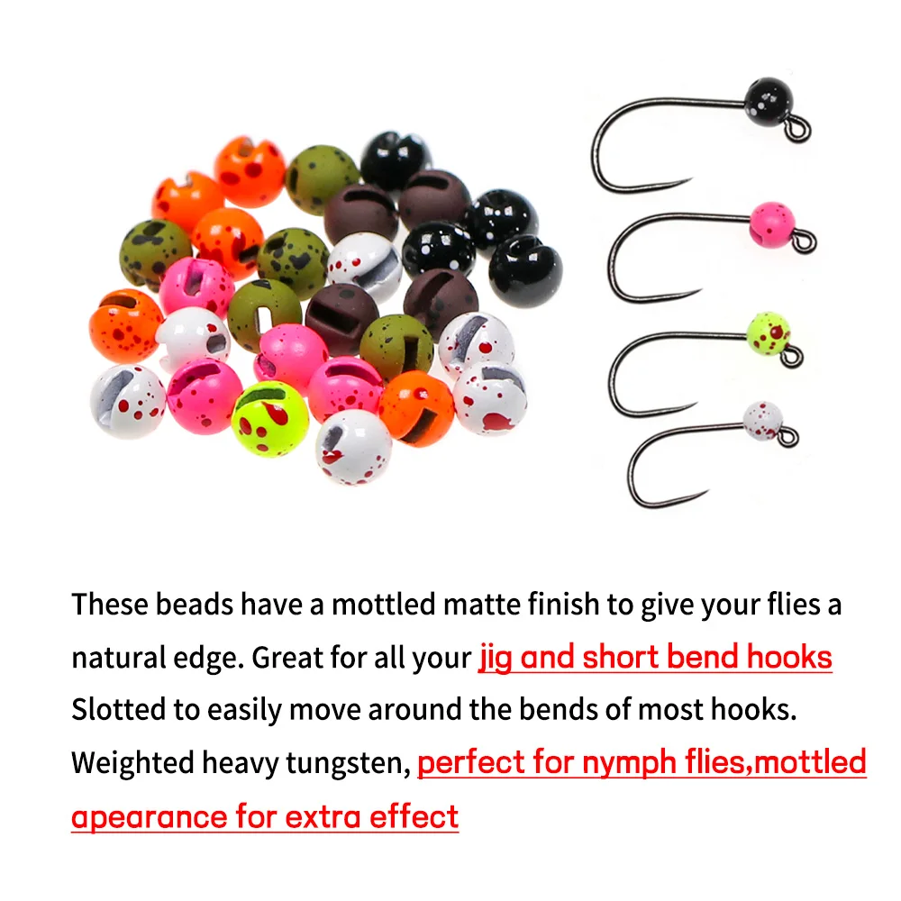 Bimoo-Cuentas fluorescentes de tungsteno ranuradas para anzuelo, Material de atado de moscas de Ninfa, trucha, 40 piezas, 2,5mm-3,5mm - imagen 3