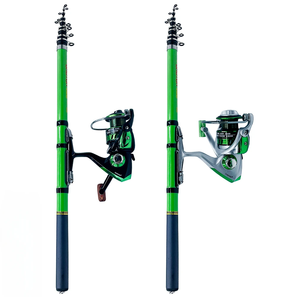Kit de carrete de caña de pescar telescópica, alimentador de carpa, poste de carbono 1000/2000/3000, carrete giratorio con línea, Mini juego de caña de viaje, 1,5-3,0 m - imagen 2