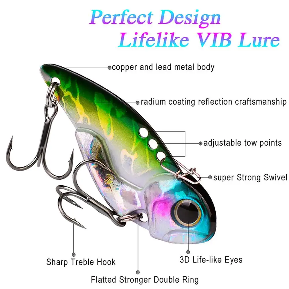 Señuelos de lentejuelas de 5g/7g/10g/15g/20g, 5 cucharas de pesca de piezas, cebos duros sumergibles de fundición de larga distancia, hoja Vib - imagen 4