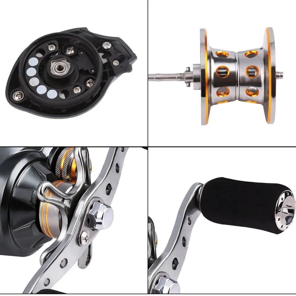 Sougayilang-caña de pescar con señuelo y carrete de Baitcasting, 4 secciones, giratoria de carbono, juegos de carrete de Pesca de fundición - imagen 4
