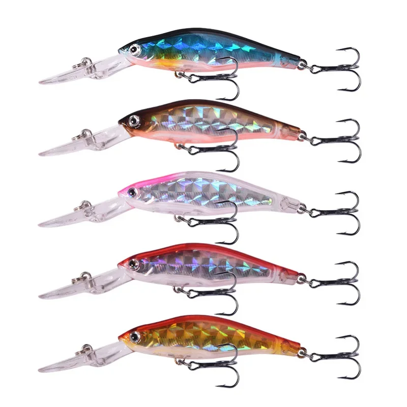 5 unids/set colores mezclados labios largos Minnow señuelo de pesca 9,5 cm 7,2g láser plástico hundimiento Wobblers cebo para Pike Bass Crankbait Kit