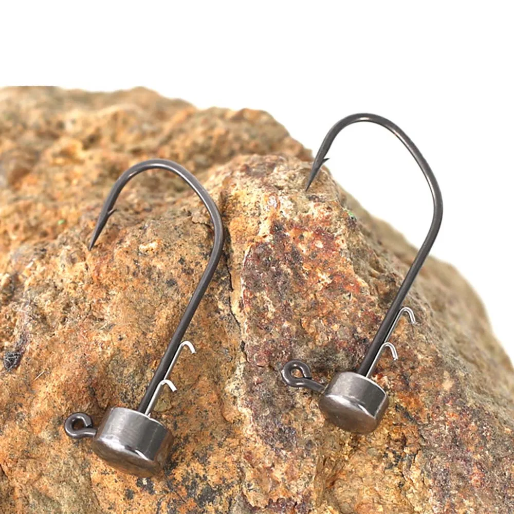 ZUKIBO, 5 uds., Kits de anzuelos de plantilla Ned de soldadura de acero de tungsteno, cabezales de plantilla de alta calidad para señuelo de pesca de cola en T de gusano suave, anzuelos de pesca - imagen 5