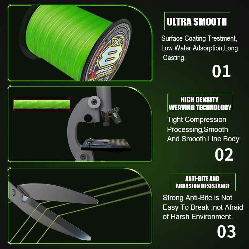 ZUKIBO-sedal de pesca trenzado X8 Original de Japón, 500M, 14LB-80lb, multifilamento de alto estength, línea de PE para agua salada - imagen 3