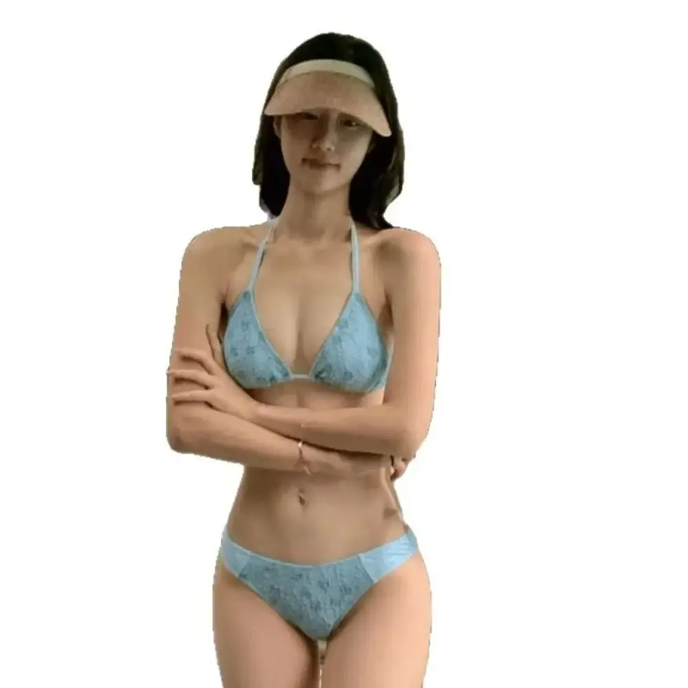 Traje de baño térmico de primavera con diseño montado en el cuello, corte adelgazante, estilo dividido, Bikini calado, patrón Tie-Dye, diseño calado - imagen 3