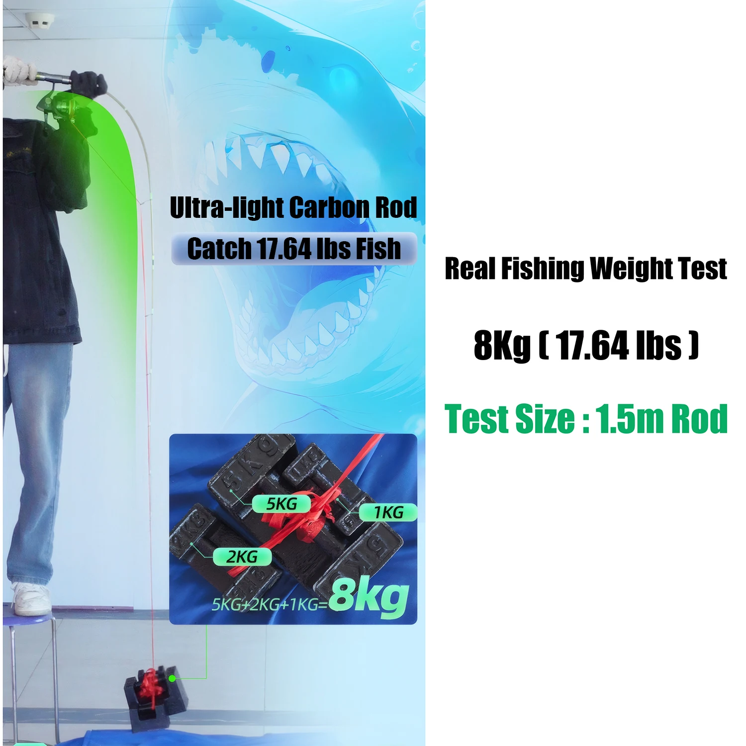 Accesorios para caña de pescar con señuelo UL, caña de cebo giratoria ultraligera de fibra de carbono, herramienta para caña de pescar de lubina y trucha de carpa, punta sólida - imagen 2