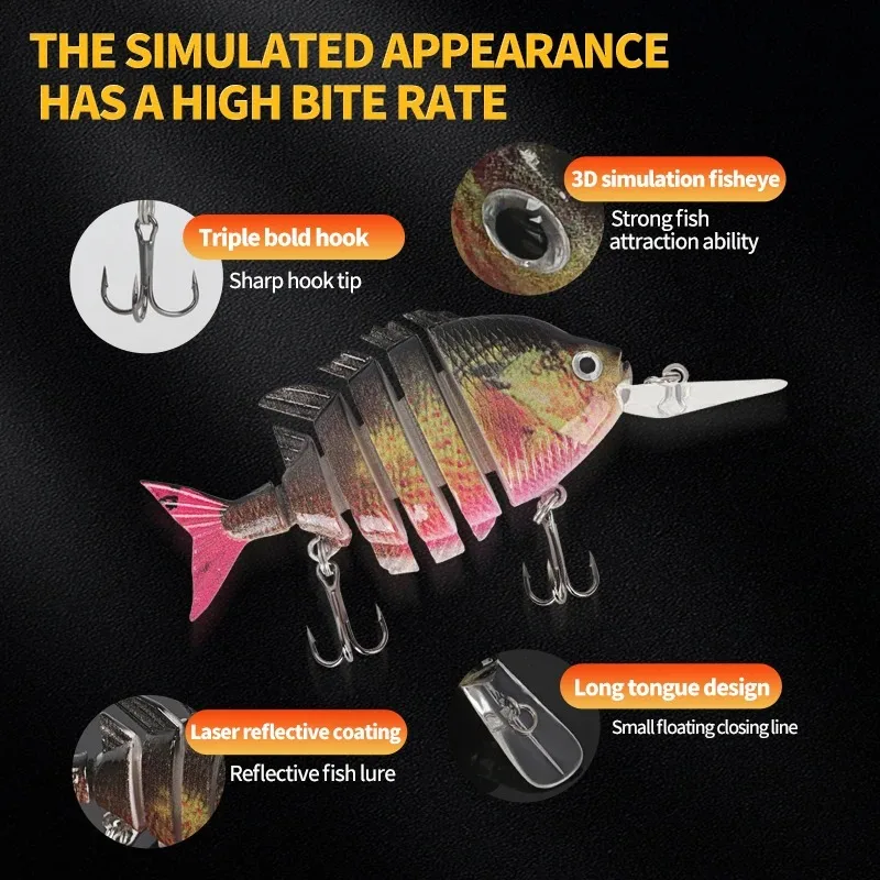 Juego de señuelos de pesca duros realistas, multisegmentos, 3 piezas, 100mm, para lubina, Walleye, trucha - imagen 3