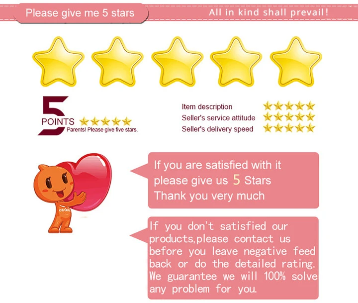 Un gato de dibujos animados sosteniendo un corazón con un mensaje sobre dar 5 estrellas