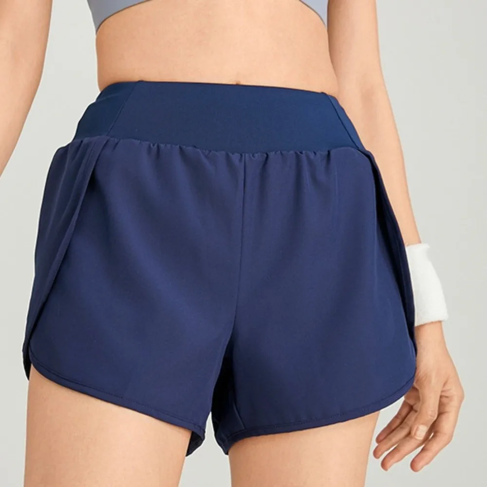 Pantalones cortos de Yoga 2 en 1 con forro antideslumbrante, pantalones cortos deportivos elásticos con dobladillo y bolsillos laterales, pantalones cortos de Fitness transpirables y holgados para verano - imagen 3