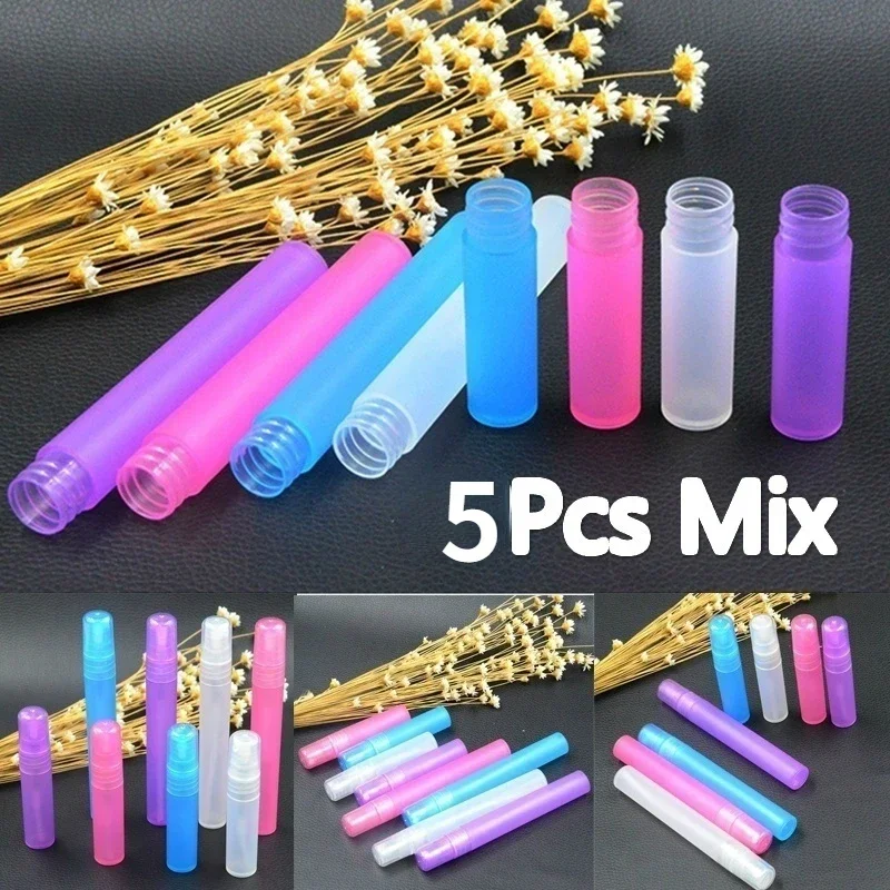 5 uds 5ml/10ml agua de maquillaje pequeña muestra botella separada portátil a prueba de caídas Perfume de plástico botella separada Spray delicado - imagen 2