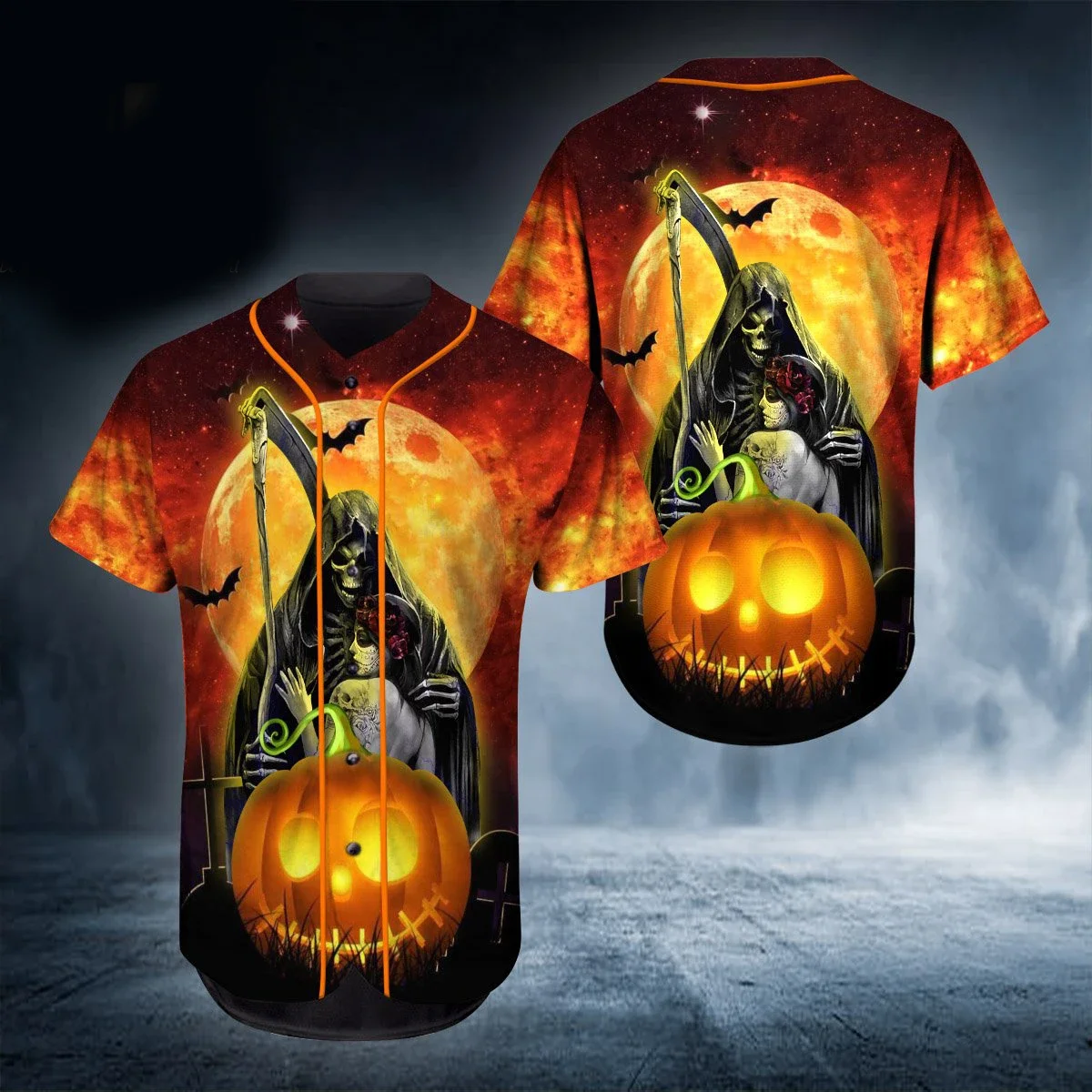 PLstar Cosmos Happy Halloween Skull 3D completamente impreso camisas Jersey de béisbol camisa de béisbol para hombre amor cráneo regalo BQS03 - imagen 2
