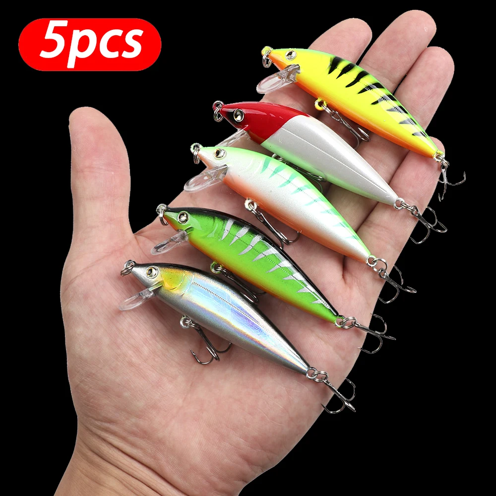 Señuelo de pesca de 5 uds., pececillo que se hunde, pesca en el mar de fundición larga, pesca en agua dulce, lubina, cebo para perca