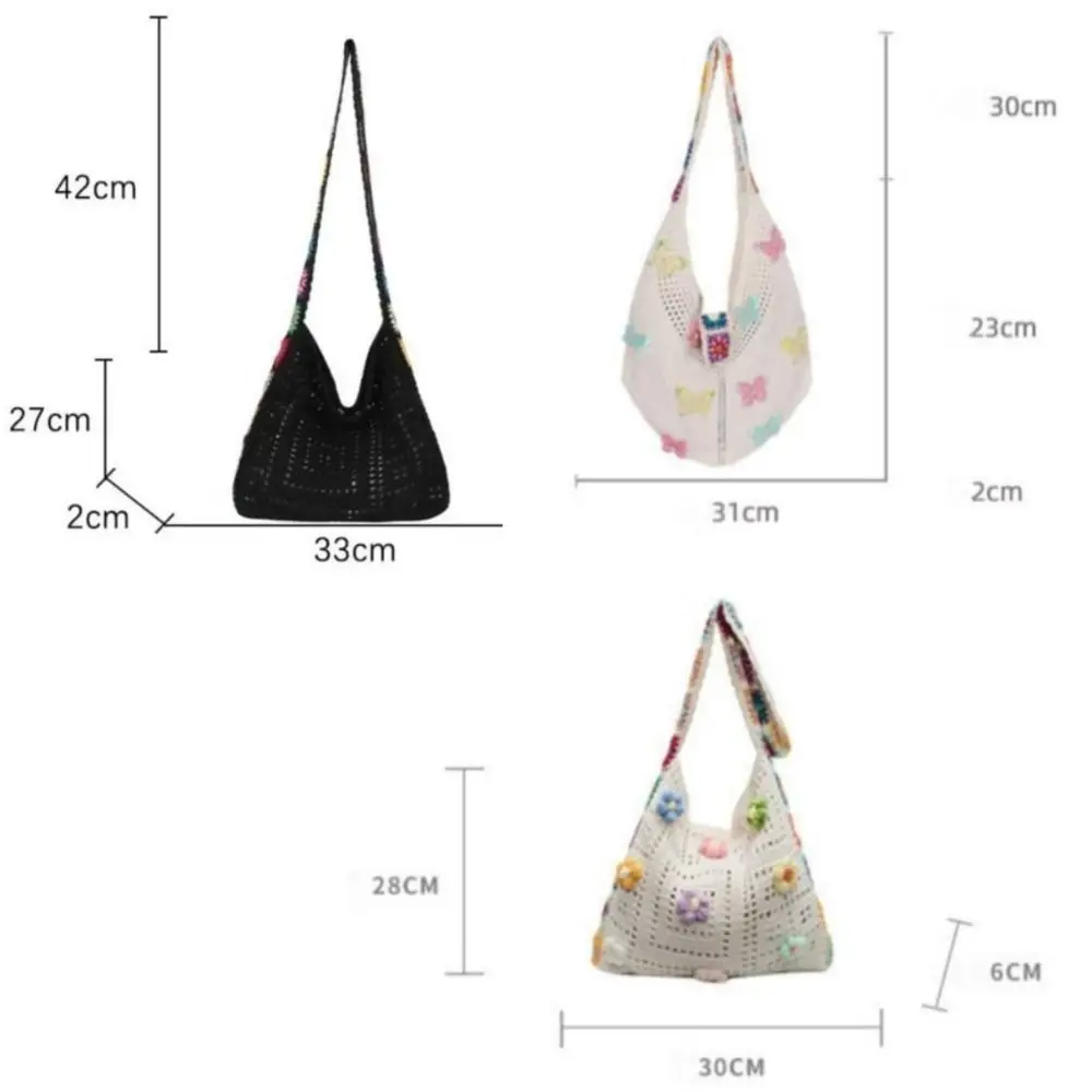 Bolso bandolera tejido con mariposas y flores – Bohemio vintage