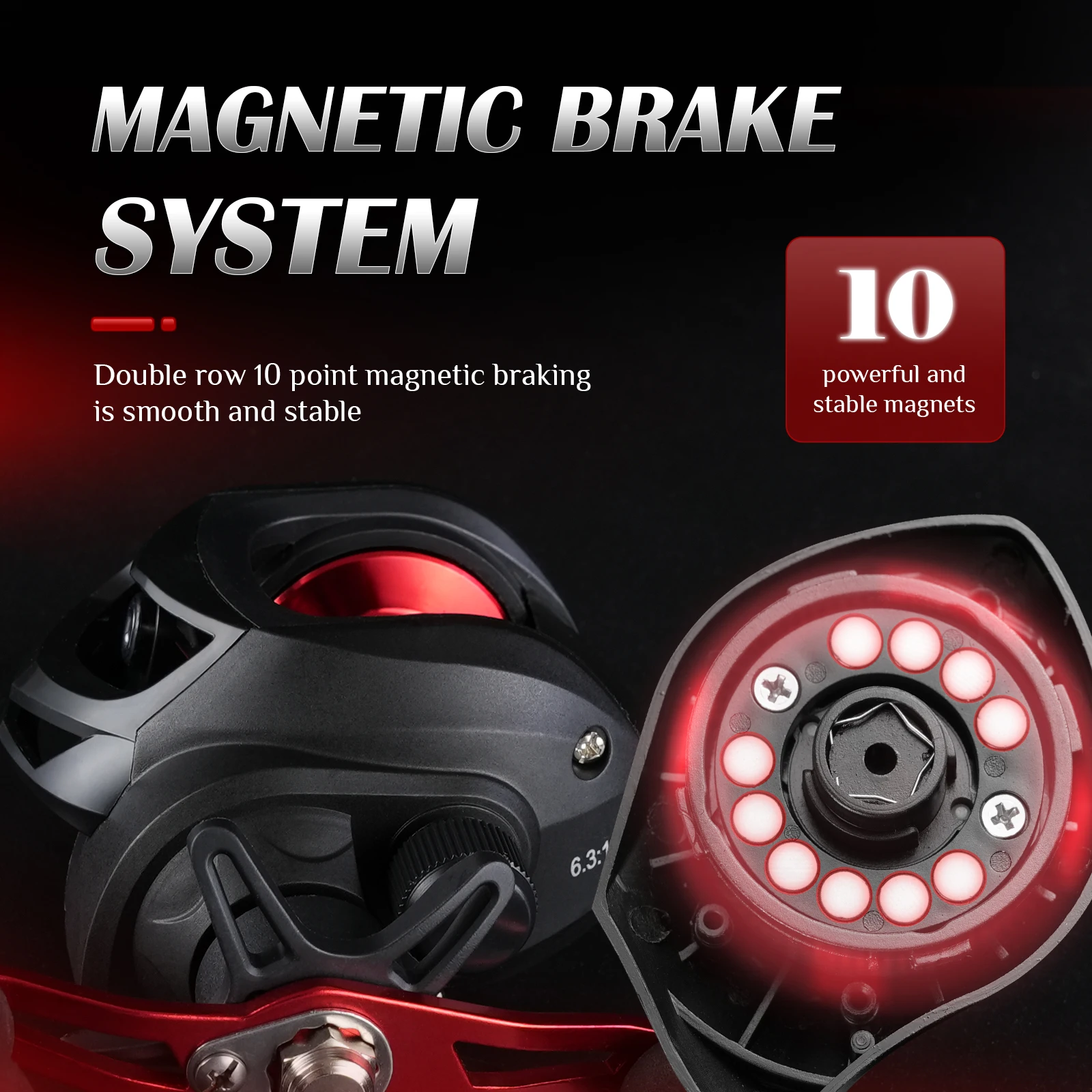 Carrete de Baitcasting ROOBLINOS AC, relación de engranaje 7,2: 1, arrastre máximo, rueda de 10kg, carrete de Metal, carrete de pesca para Pesca de carpa de agua dulce - imagen 3