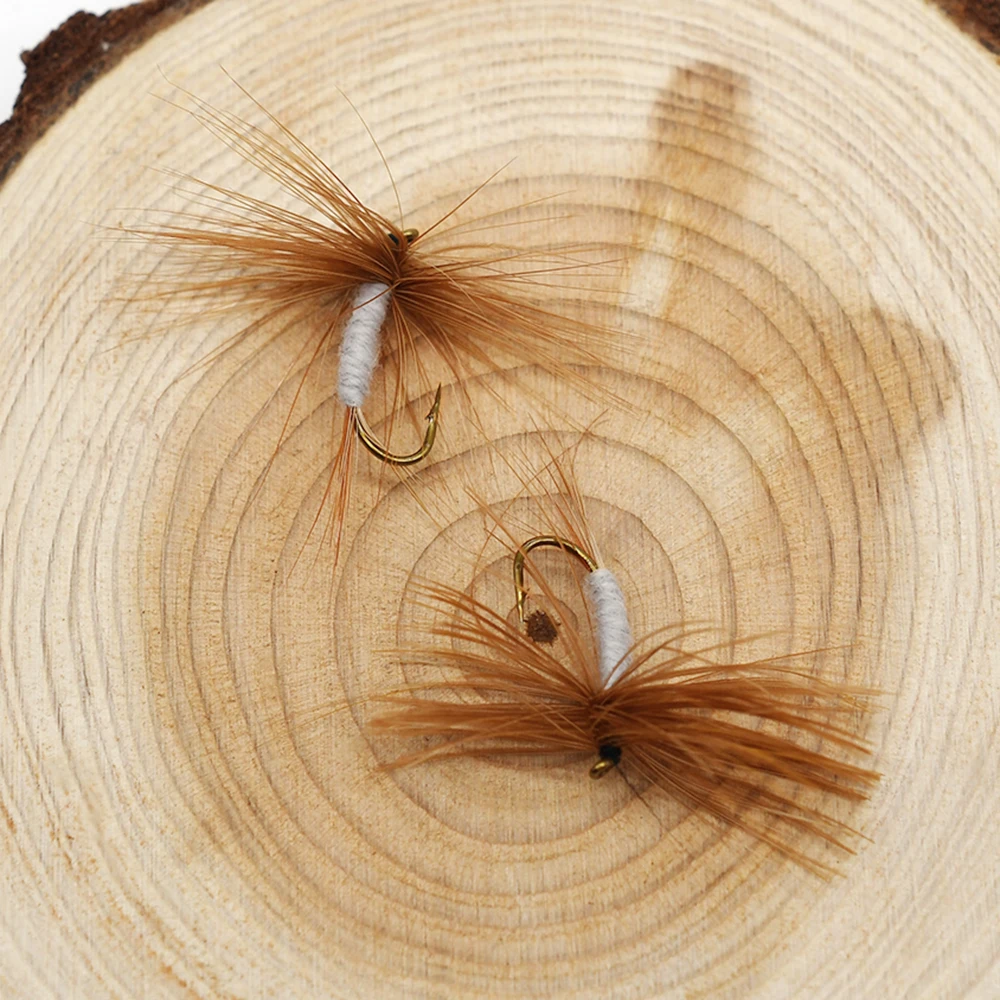MNFT-señuelo de pesca de mosca seca clásica, cebo de trucha Mayflies, accesorios de pesca de mosca seca, imitación de barba marrón, Cuerpo gris, 10 #, 10 piezas - imagen 5