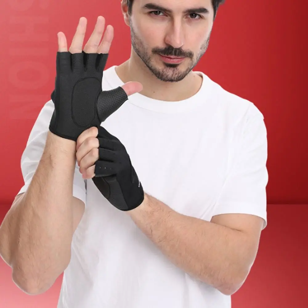Guantes de Fitness de Palma de silicona, guantes de levantamiento de pesas antideslizantes transpirables, mitones de gimnasio para Fitness con espalda hueca para mujeres y hombres - imagen 2