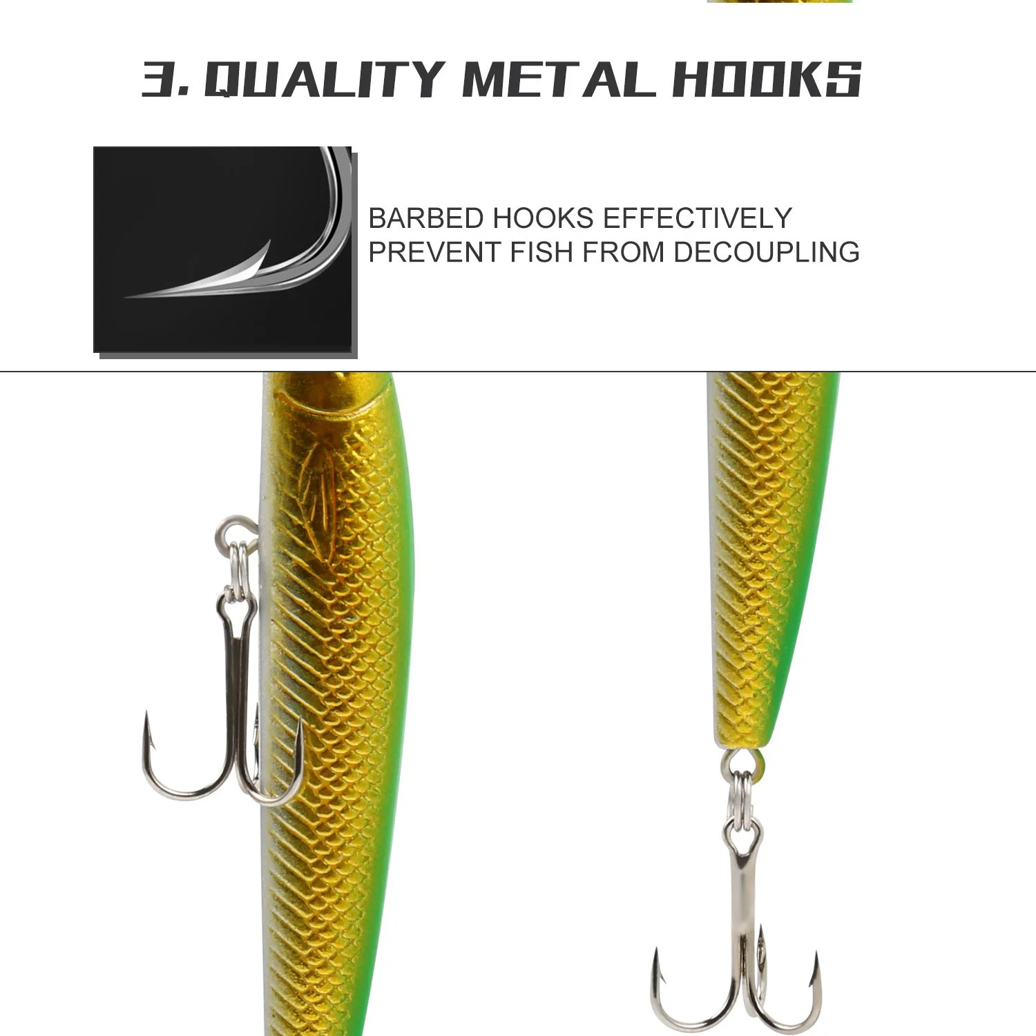 Sougayilang, 10 Uds., señuelo de pesca Minnow, cebo duro CrankBait realista para pesca en agua dulce y salada, aparejos de pesca de carpa - imagen 5