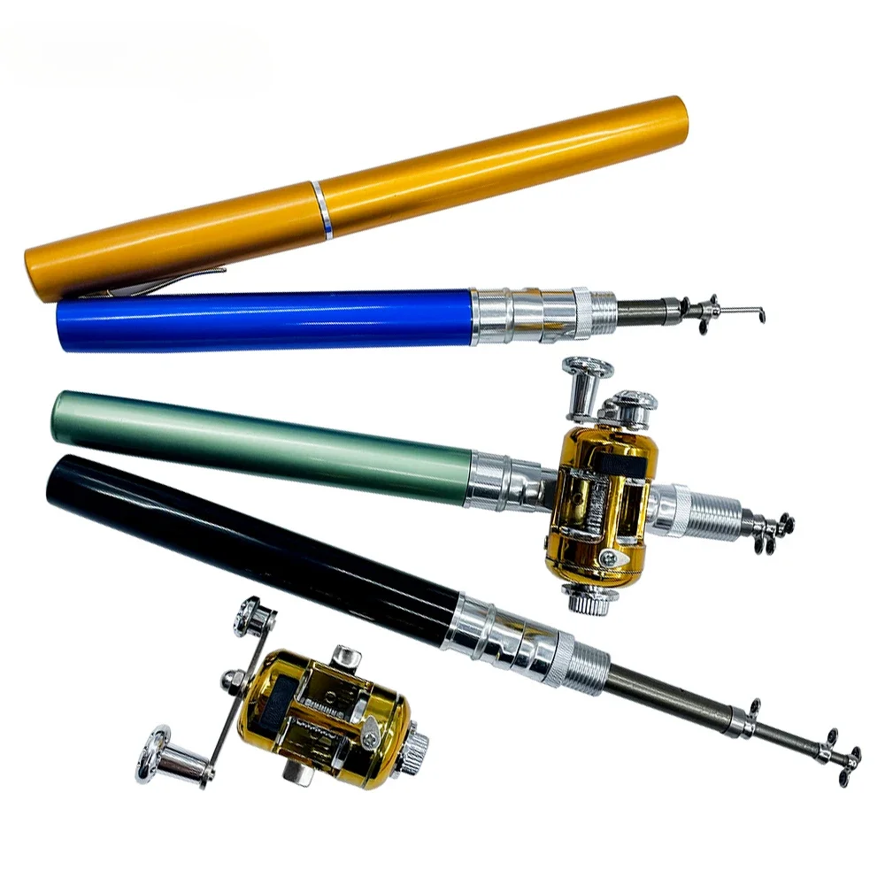 Conjunto combinado de carrete de caña de pescar portátil de 96CM, Mini caña de pescar plegada con forma de bolígrafo de bolsillo telescópico + carrete para pesca en el lago y el río - imagen 3