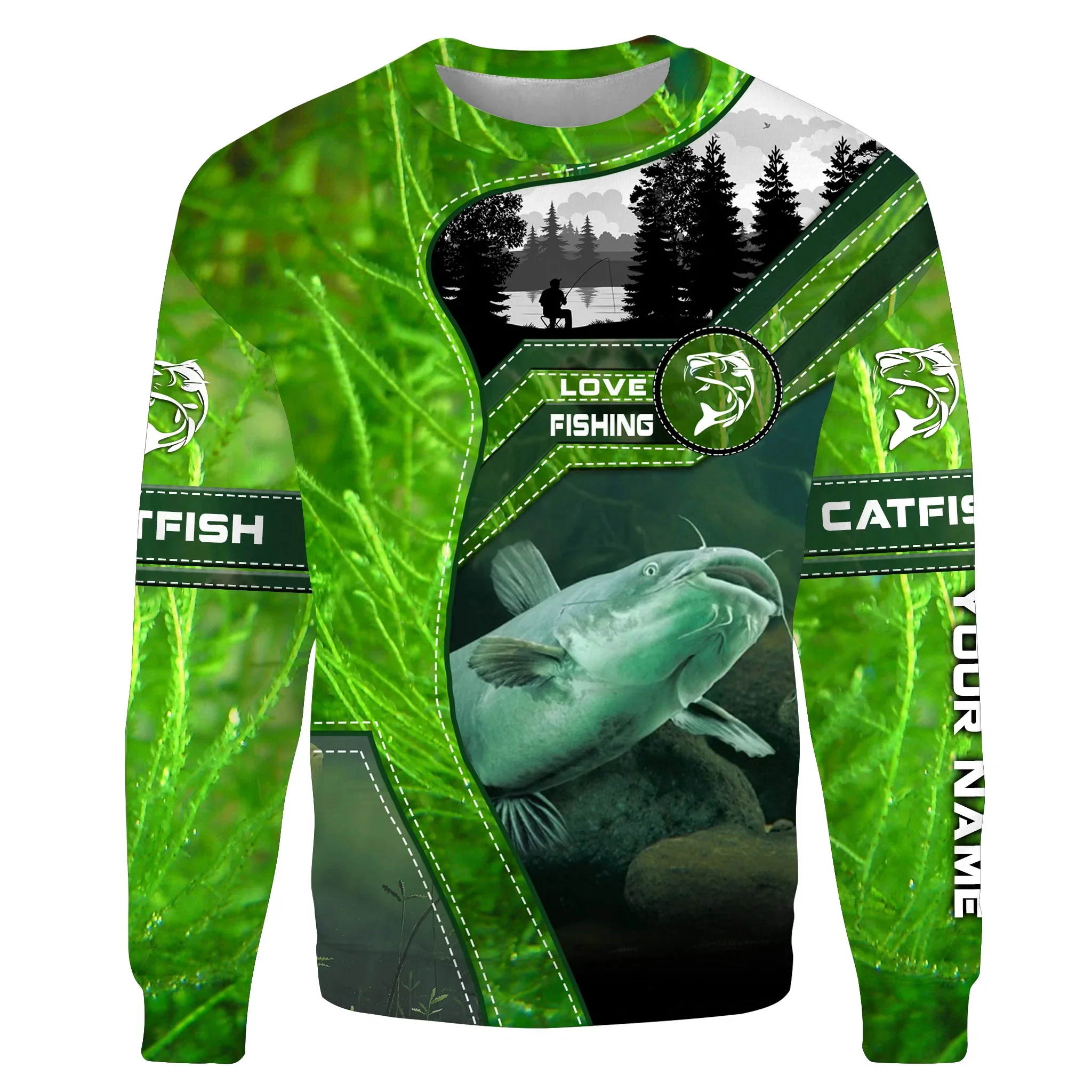 Sudadera de pesca estampado 3D pez gato personalizada - imagen 3