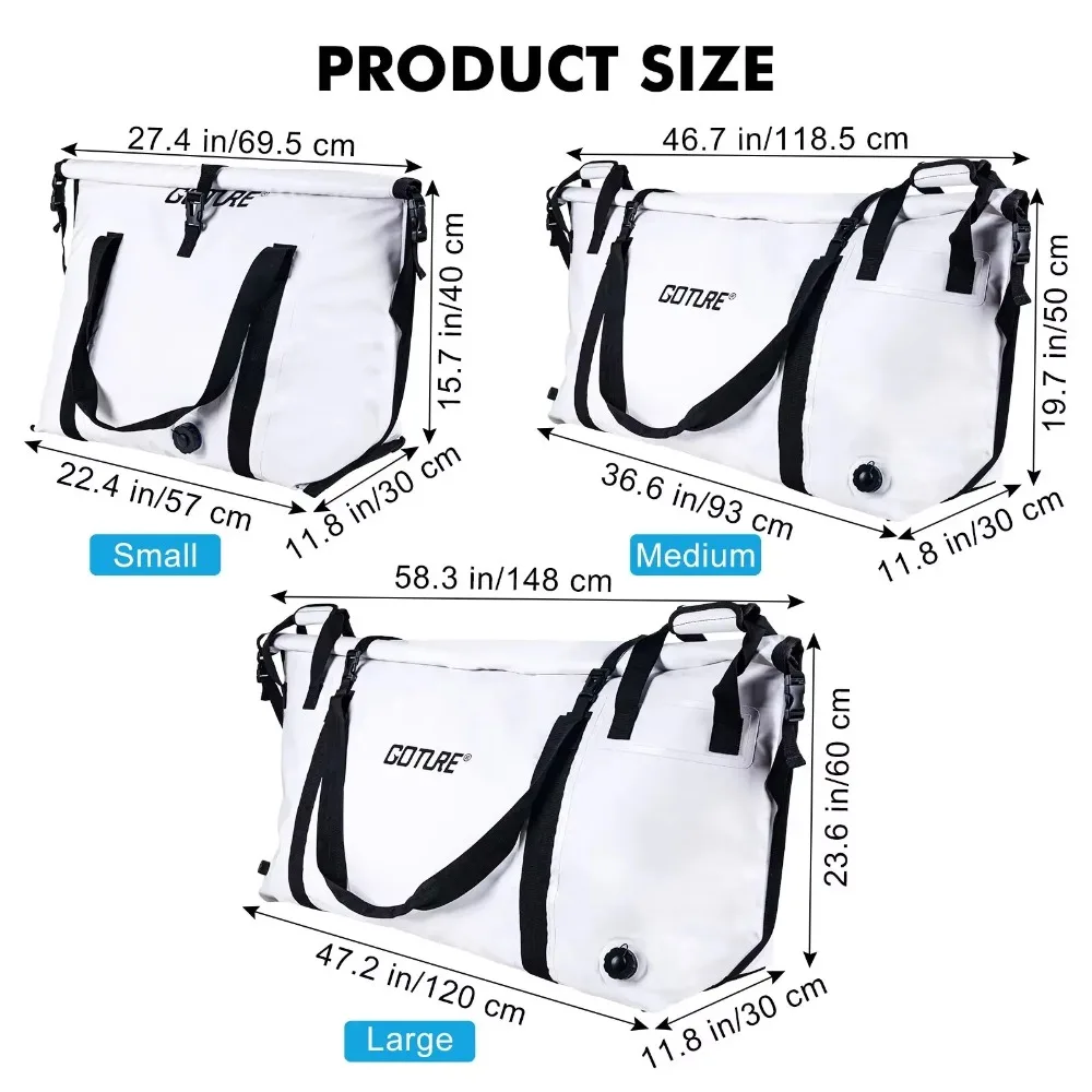 Bolsa enfriadora de peces con aislamiento Goture, bolsa portátil grande de monstruo a prueba de fugas para matar peces, bolsa de agua salada para viajes al aire libre en el mar con tapón de drenaje - imagen 3
