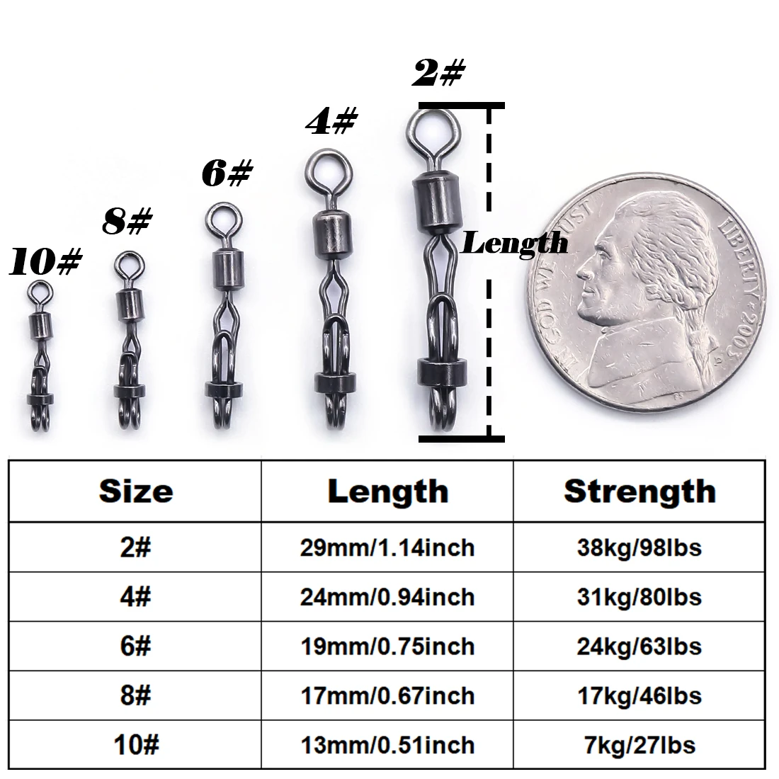FishTrip Micro giratorios, conector líder de sedal de pesca a presión, resistente al desgaste de carpa, latón a prueba de herrumbre, agua dulce y salada - imagen 5