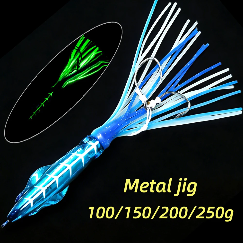 1 unidad 100g 150g 200g 250g cabeza de Metal Inchiku Jig alambre cebo falda de pulpo Pesca Jigging señuelo Artificial Pesca Leurre cebo duro