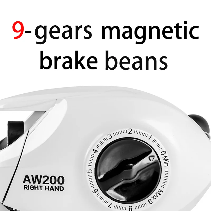 Ruke-carrete de pesca de fundición, relación de engranaje 6,3: 1, carrete de aluminio, rodamiento de freno magnético 3 + 1, solo 228g, mango de aleación de 8KG de arrastre máximo - imagen 4