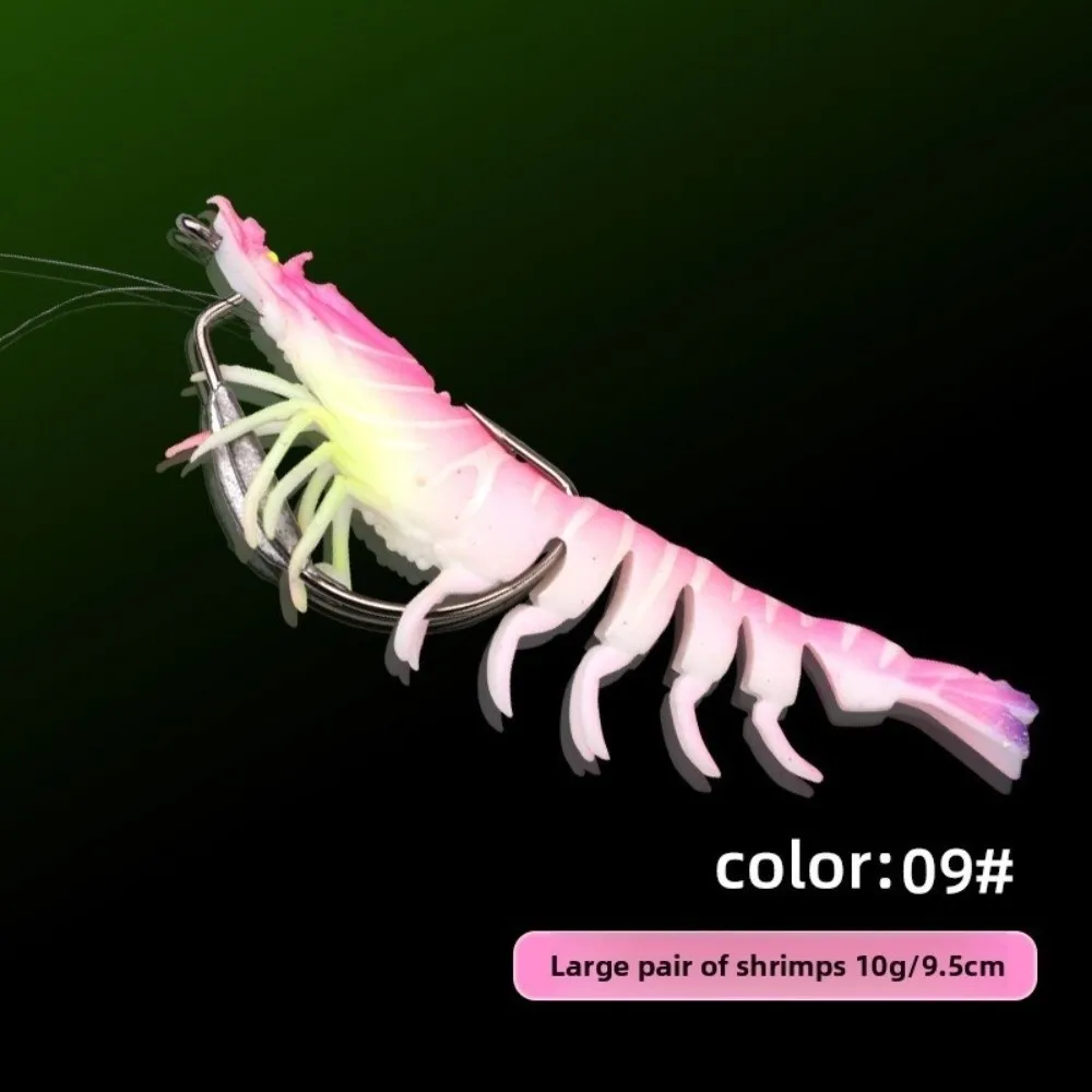 9.5cm Length TPE Shrimp Fishing Lures Artificial Shrimp Design Pre-rigged Hooks Prawn Artificial Bait 10g Weight - imagen 3