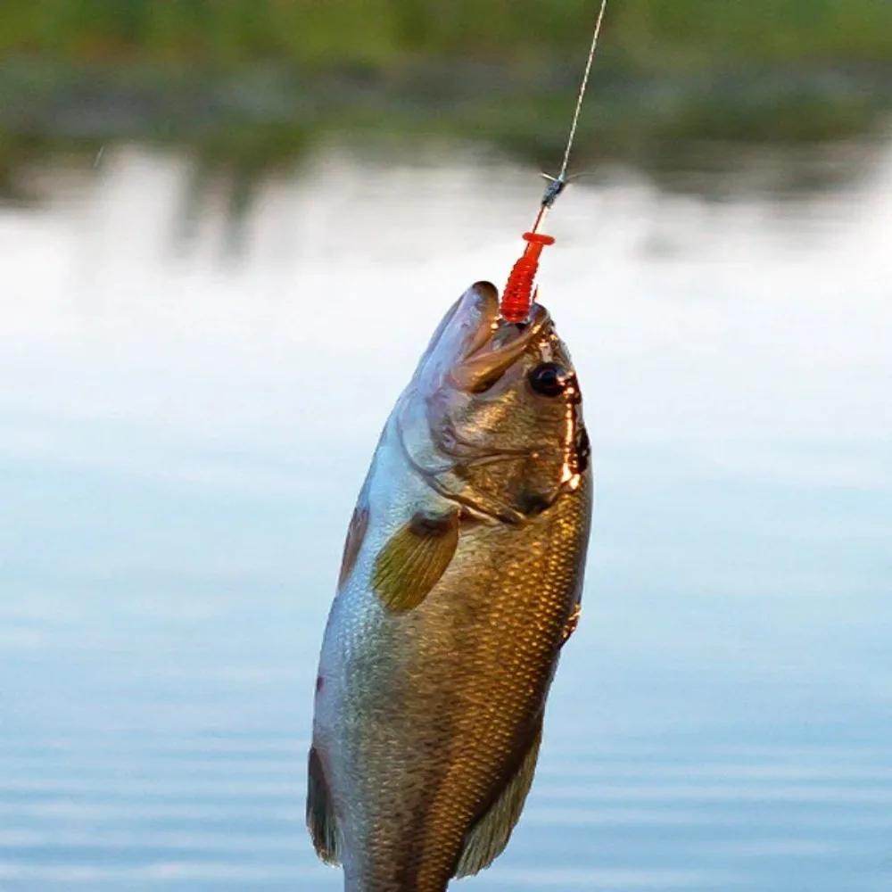 100 Uds. Señuelos blandos de pesca de silicona profesional cola en T 1cm señuelo de plantilla de pesca 6 colores señuelos de pececillo pesca - imagen 4