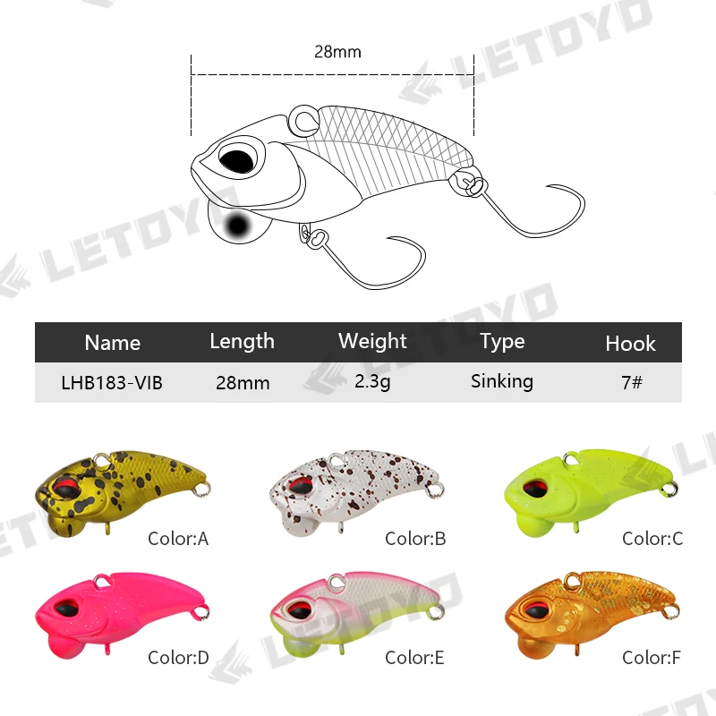LETOYO Mini Vib Ratlin para Pesca, señuelo que se hunde con vibración, cebo duro, capa de natación completa para perca, Pesca, trucha, Área de Pesca - imagen 3
