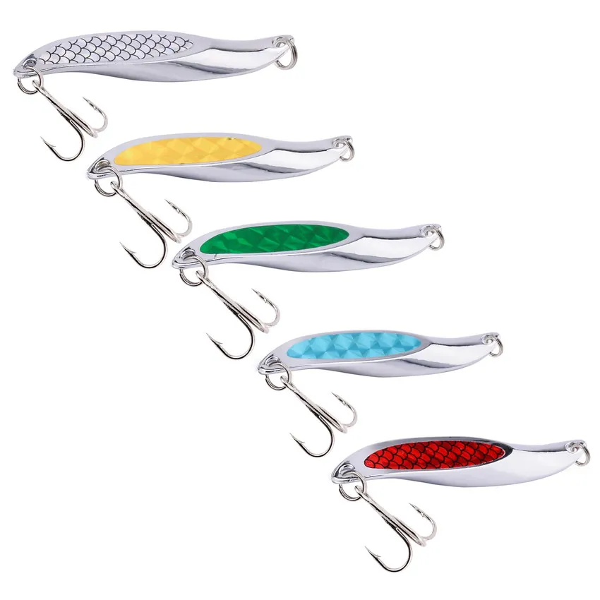 Aorace 5/7/10/15/20g cuchara giratoria de Metal señuelo de pesca cebos duros lentejuelas ruido Paillette con anzuelo triple aparejos de pesca - imagen 5