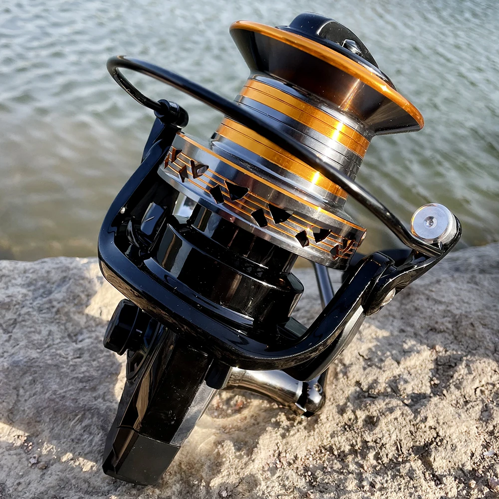 Carrete de pesca giratorio de gran capacidad, arrastre máximo de 25KG, carrete de Metal, rueda de Baitcasting de cuerpo fuerte, serie 9000-12000 para todas las aguas - imagen 5