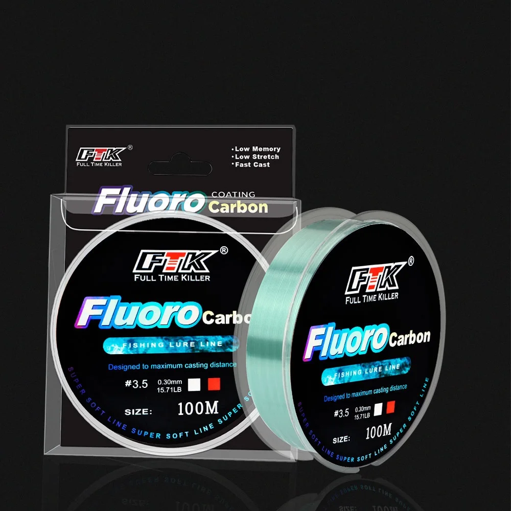 FTK 100M línea de pesca con revestimiento de fluorocarbono 0,14 MM-0,50 MM 4.136LB-34.32LB línea de alambre de señuelo de pesca líder de fibra de carbono Japón - imagen 5