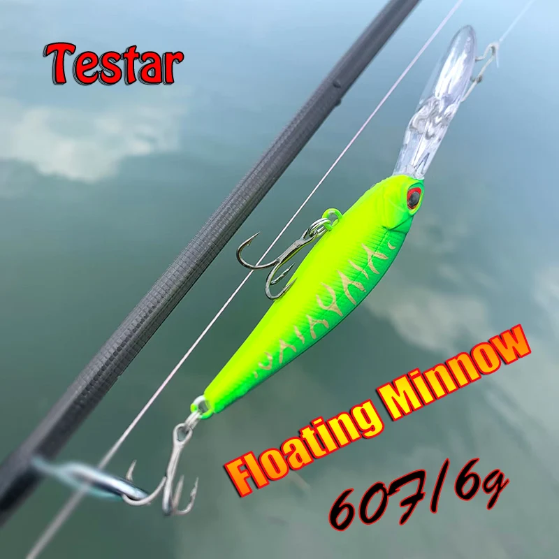 Testar-señuelo de Pesca flotante de 60mm y 6g, cebo de pececillos de labio largo, río Stream, Swimbait, Wobblers artificiales, Crankbait para Pesca de trucha
